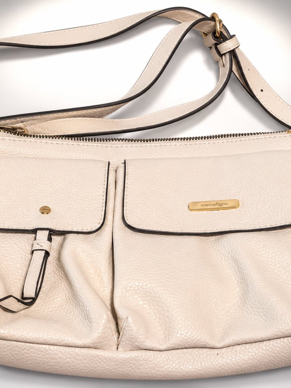 Nanette Lepore Ivory Multi Pocket Crossbody Bag Womens Shoulder Purse